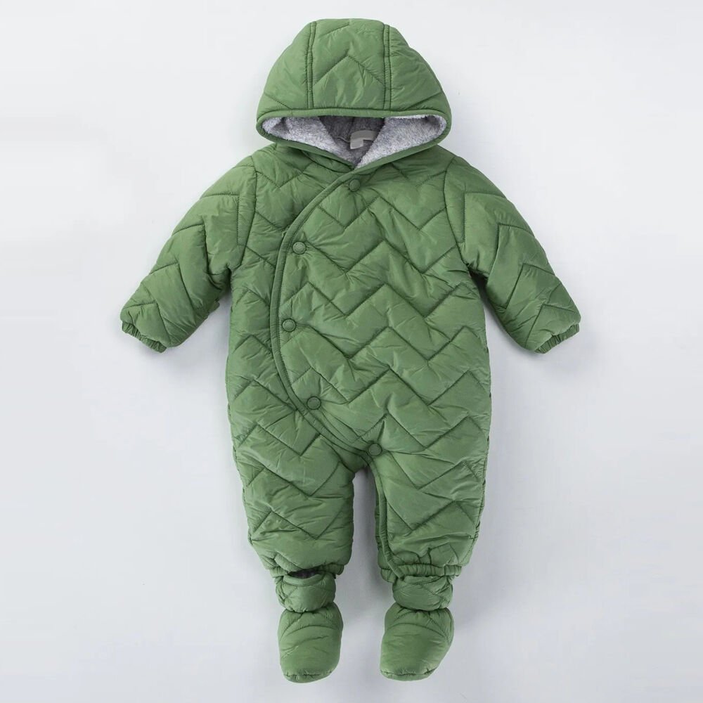 Kapitone İçi Kürklü Peluş Çıtçıtlı Kışlık Kapüşonlu Çocuk Erkek Bebek Astronot Tulum Kozmonot Mont Yeşil - 18 Ay