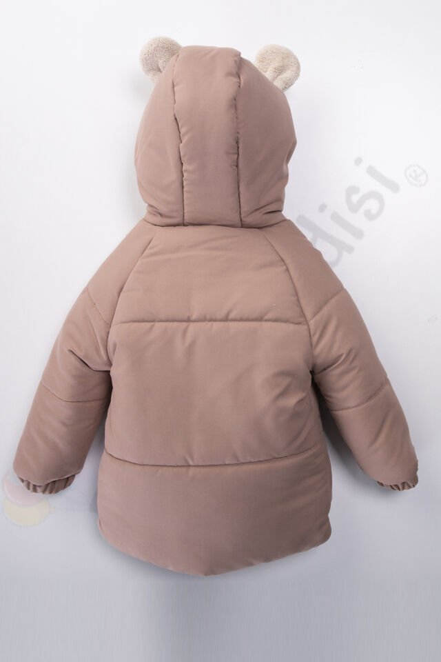 YENİ Tavşanlı Fermuarlı İçi Peluş Kürklü Kalın Kapüşonlu Kar Şişme Kışlık Kız Bebek Mont Çocuk Kaban Gül Kurusu - 2-3 Yaş