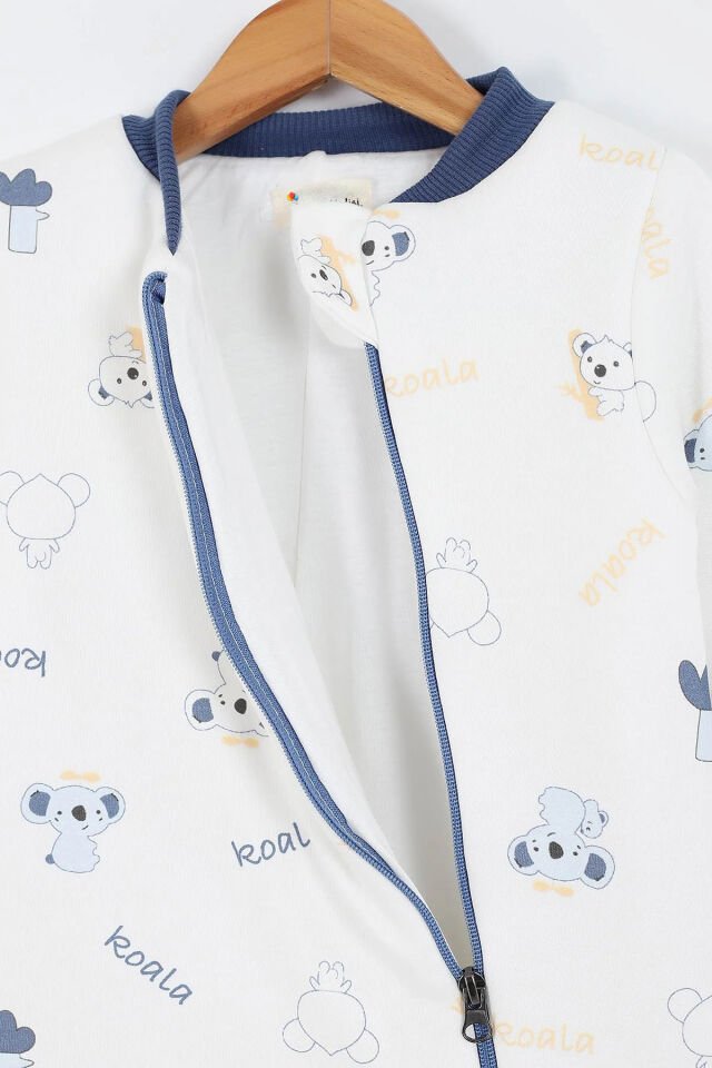 Koala Desenli Astarlı Uzun Kollu Pamuklu Kışlık Çocuk Erkek Bebek Uyku Tulumu 2.5 Tog 2 3 4 5 6 Yaş İndigo - 3 Yaş