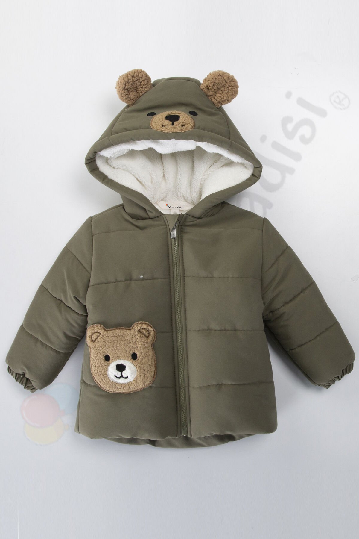 Ayıcıklı İçi Peluş Kürklü Fermuarlı Kapitone Kapüşonlu Kar Şişme Kışlık Erkek Bebek Mont Çocuk Kaban Lacivert - 4-5 Yaş